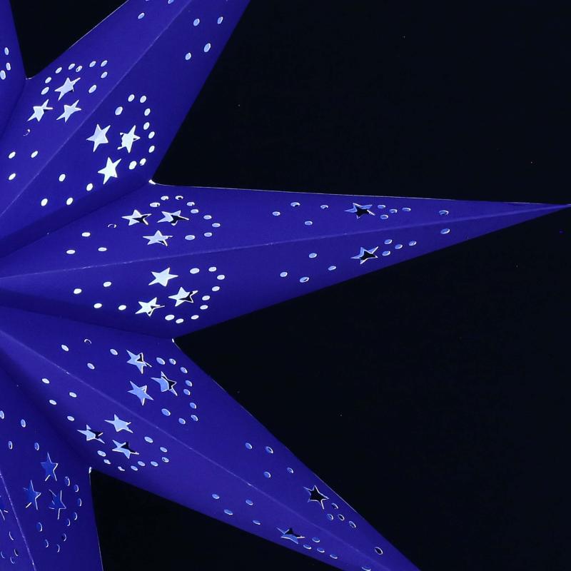 Mirissa Blau - Faltbarer Leuchtstern, Weihnachtsstern aus Papier mit 9 Zacken, 60 cm